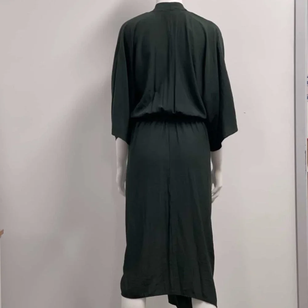 SHEIKE Fortress Olive Green Kimono Sleeve Draped Wedding Evening Midi Dress - Picture 11 of 15